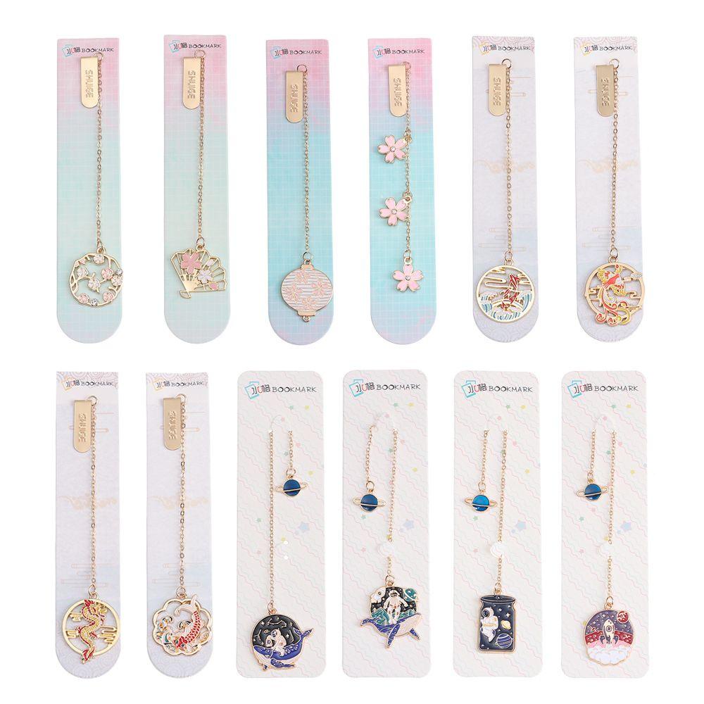 YVE Bookmark Kim Loại Hình Phi Hành Gia Đỏ Tua Rua Phong Cách Trung Hoa Retro