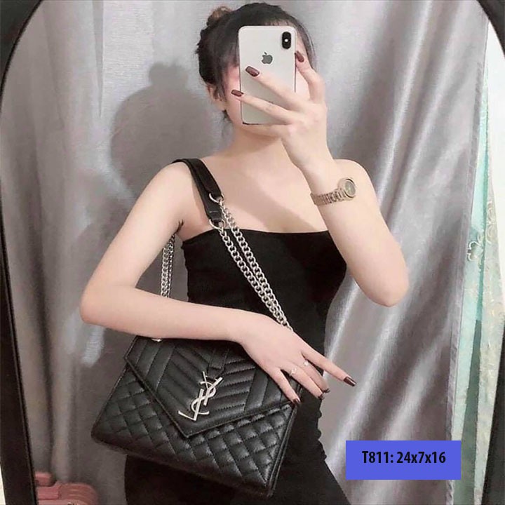 Túi Xách Nữ Đeo Chéo Đẹp Khoá YLS 2 Ngăn Quai Xích + Da Cực Hot TX11- tuixachnusi