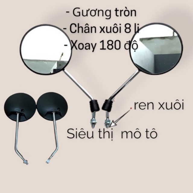 Gương Tròn Xe Máy Điện Vespa , 133, Cup 81 , 82 ☘️ Xoay 180 độ