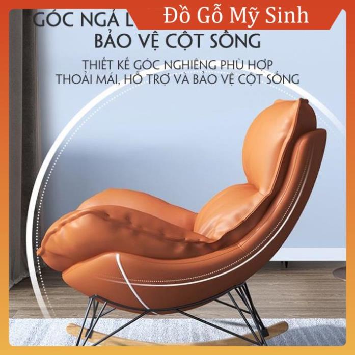 Ghế thư giãn bập bênh tặng kèm đôn để phòng khách ghế ngồi sofa da , Đồ gỗ nội thất gia đình cao câp