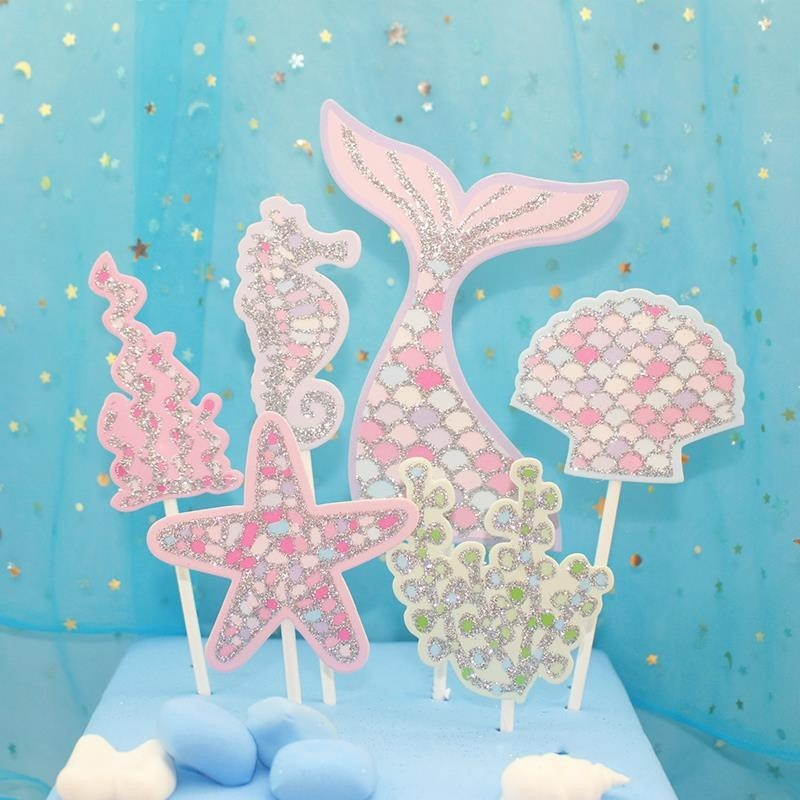 Hàng Có SẵnTopper Trang Trí Bánh Kem Hình Đuôi Nàng Tiên Cá Lấp Lánh | Trang Trí Bánh Kem
