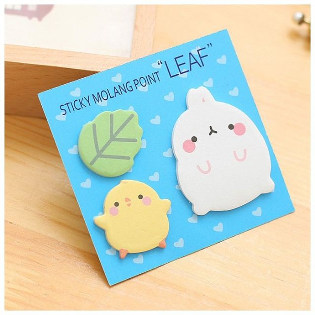 Giấy note cute có keo dán hình Molang đáng yêu kèm sticker - 3 chi tiết BMBooks