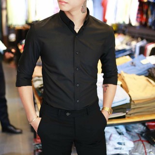 ÁO SƠ MI GẤP HỘP MÀU ĐEN CAO CẤP CỔ BẺ DÁNG ÔM, CHẤT VẢI LỤA CAO CẤP KHÔNG NHĂN