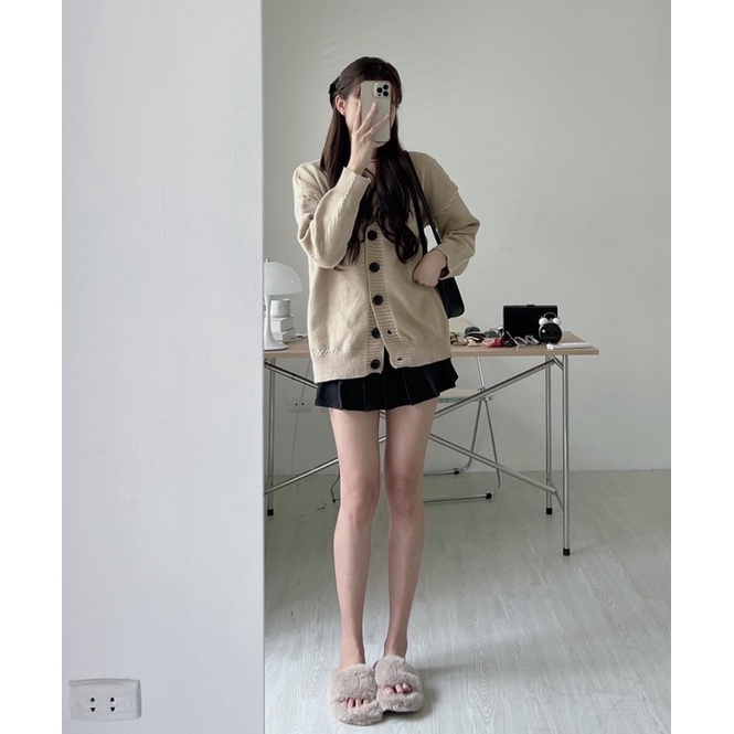 ÁO KHOÁC CADIGAN VIỀN CHỈ NỔI TAG DA NGỰC MÀU NUDE SIÊU XINH