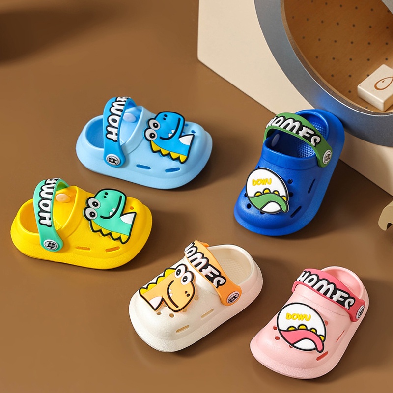 Dép Sandal Đục Lỗ Đi Trong Nhà Tắm Chống Trượt Hình Khủng Long Hoạt Họa Thời Trang Mùa Hè Mới Cho Bé Trai Bé Gái