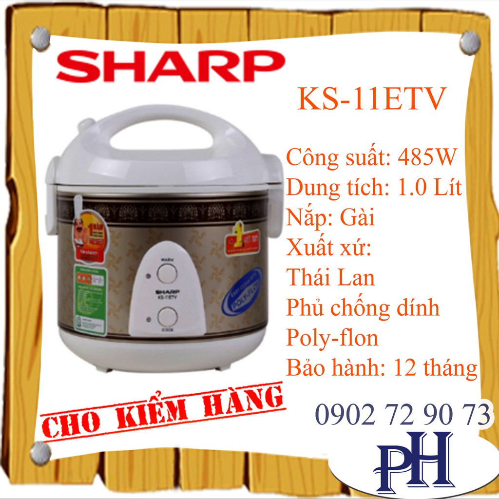 Nồi cơm điện nắp gài Sharp KS-11ETV"RB" 485W 1L