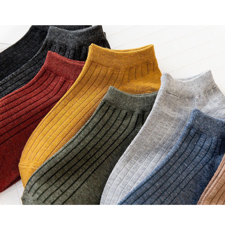 Vớ Tất Cổ Ngắn Trơn Gân Nhật Cotton Kháng Khuẩn Freesize nam nữ hàng chuẩn loại 1 MRSOCKS - VN011