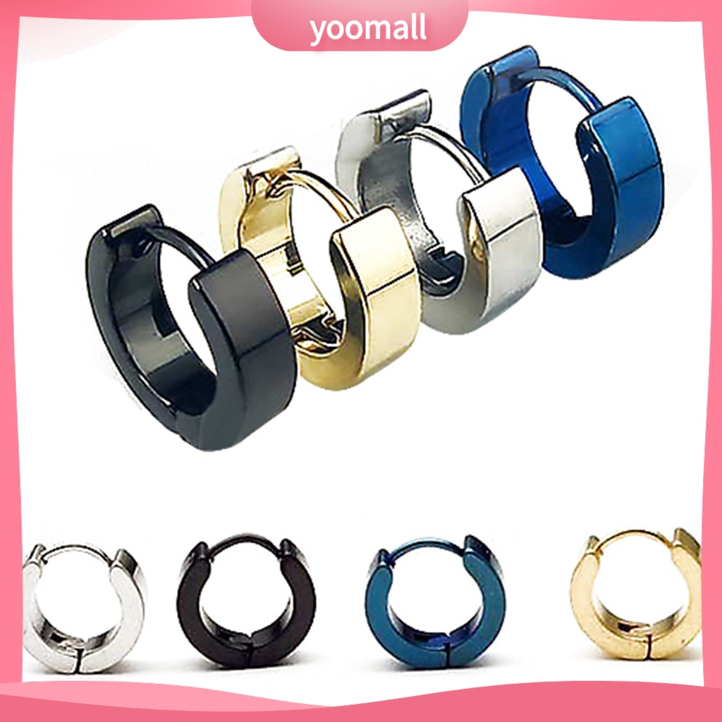 Khuyên tai tròn làm từ inox hợp thời trang cá tính dành cho nam