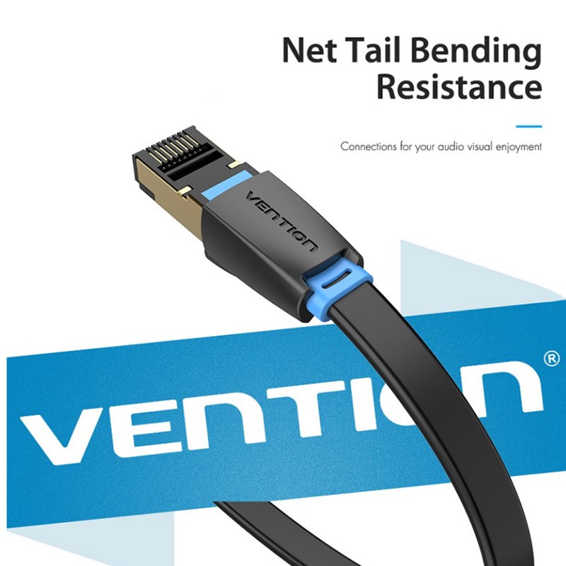 Lan cable - Dây cáp mạng Cat8 Ethernet Cable RJ45, dẹt, tốc độ cao 2000Mhz 40Gbps Vention, dài 1m đến 5m IKCB - BEN