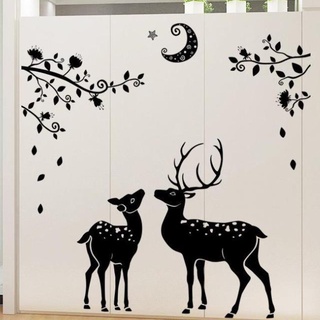 Decal dán tường Tranh dán tường Đôi nai dưới ánh trăng ay9055-sk9081 Zooyoo