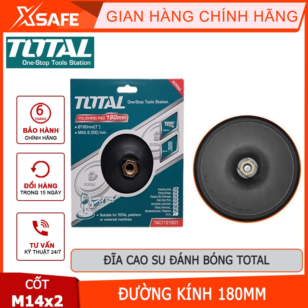 Đĩa cao su đánh bóng TOTAL TAC7121801 Đĩa đánh bóng chất liệu nhựa PP, cốt M14x2, đóng gói trong hộp màu - [XSAFE]