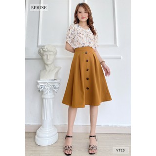 Váy xòe đính nút dọc BEMINE VT25NAU
