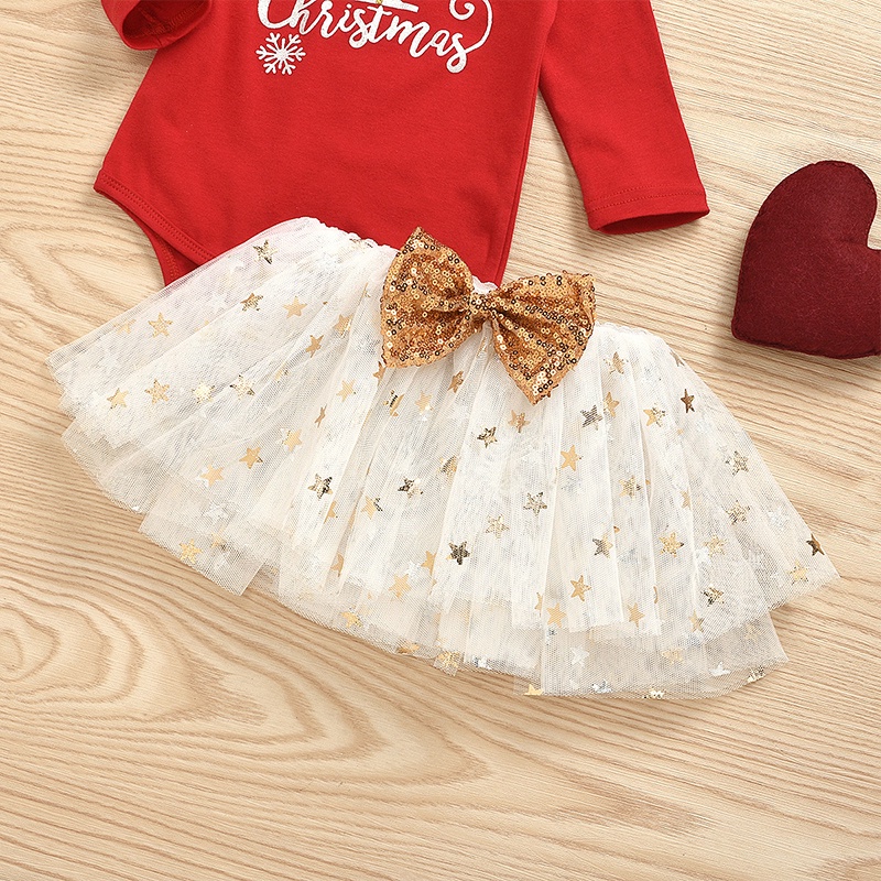 quần áo cho cô gái áo sơ mi Giáng sinh váy babygirl dây buộc tóc váy trẻ em công chúa năm mới phù hợp AKKU dễ thương