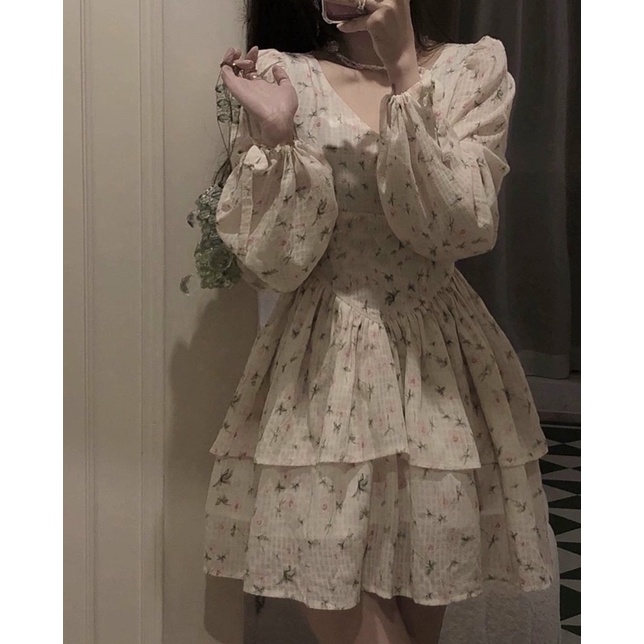 ĐẦM HOA CUT OUT LƯNG