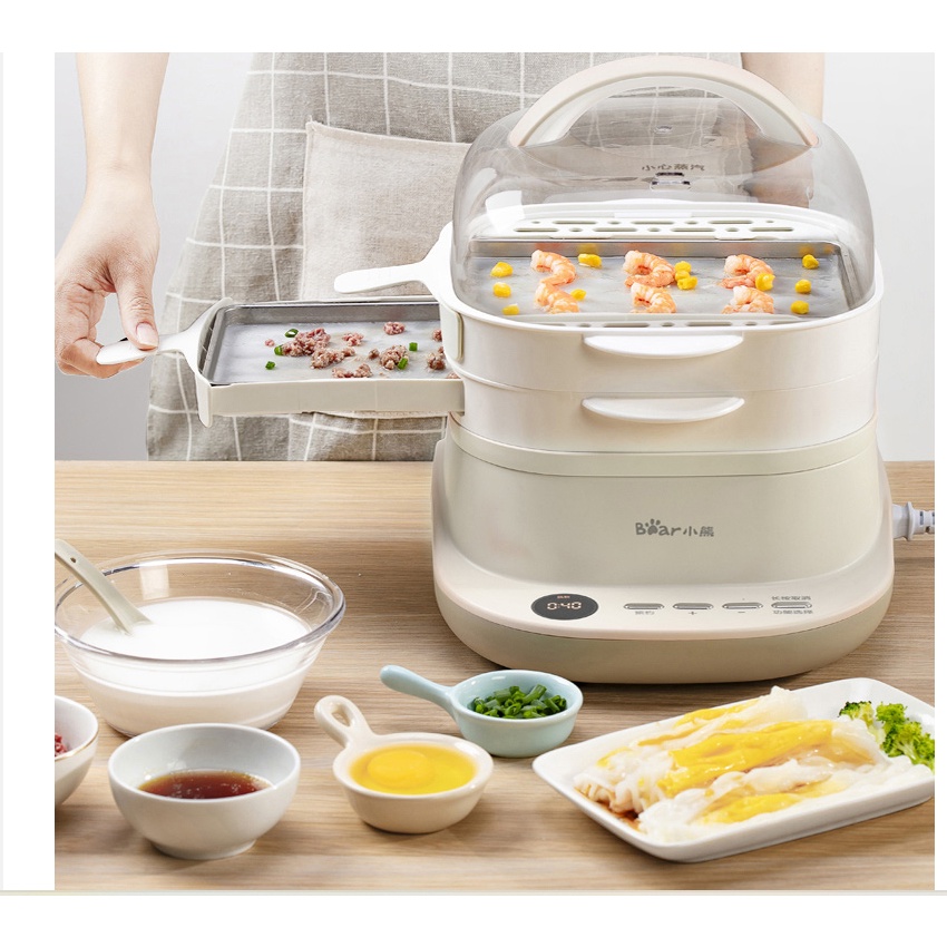 Nồi Hấp 2 Tầng Bear Có Khay Làm Bánh Cuốn Chính Hãng model CFJ-A30Q3 công suất 800W