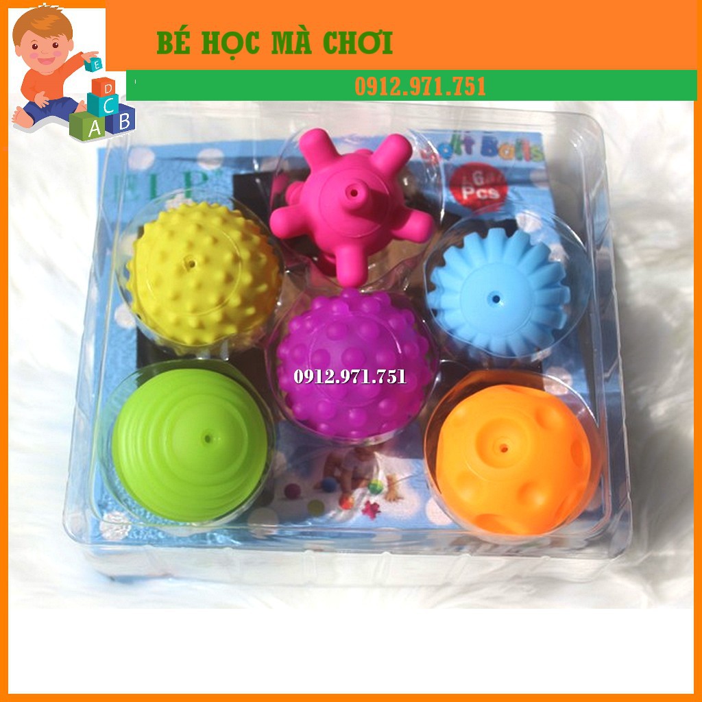 Đồ Chơi Trẻ Em an toàn - Set 6 Banh Bóng Giác Quan - Phát Triển Thị Giác - Xúc Giác - Thính Giác