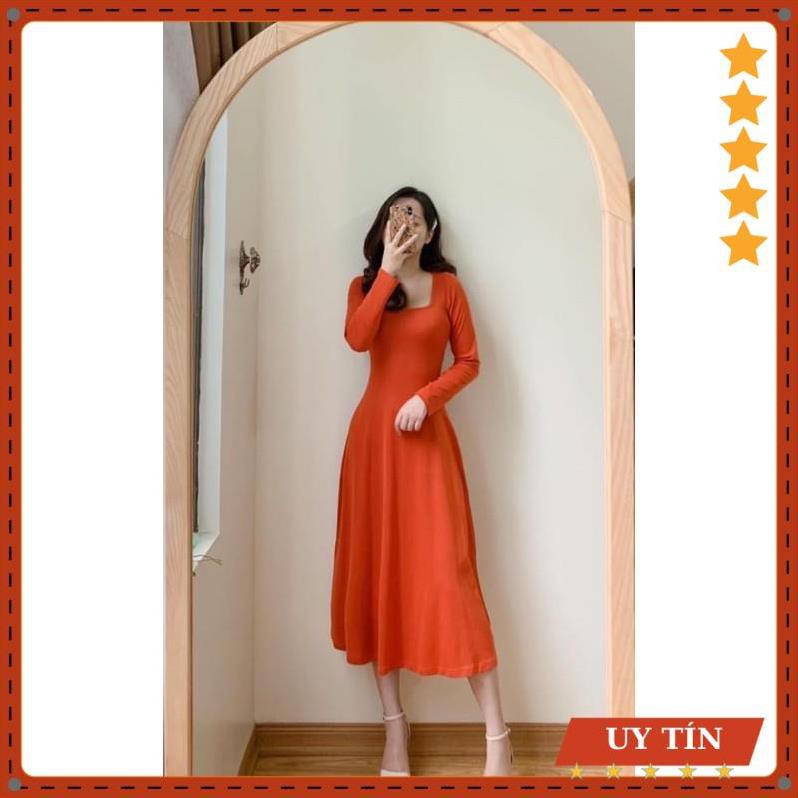 Đầm cổ vuông thun dài tay Eva_home_fashion | BigBuy360 - bigbuy360.vn