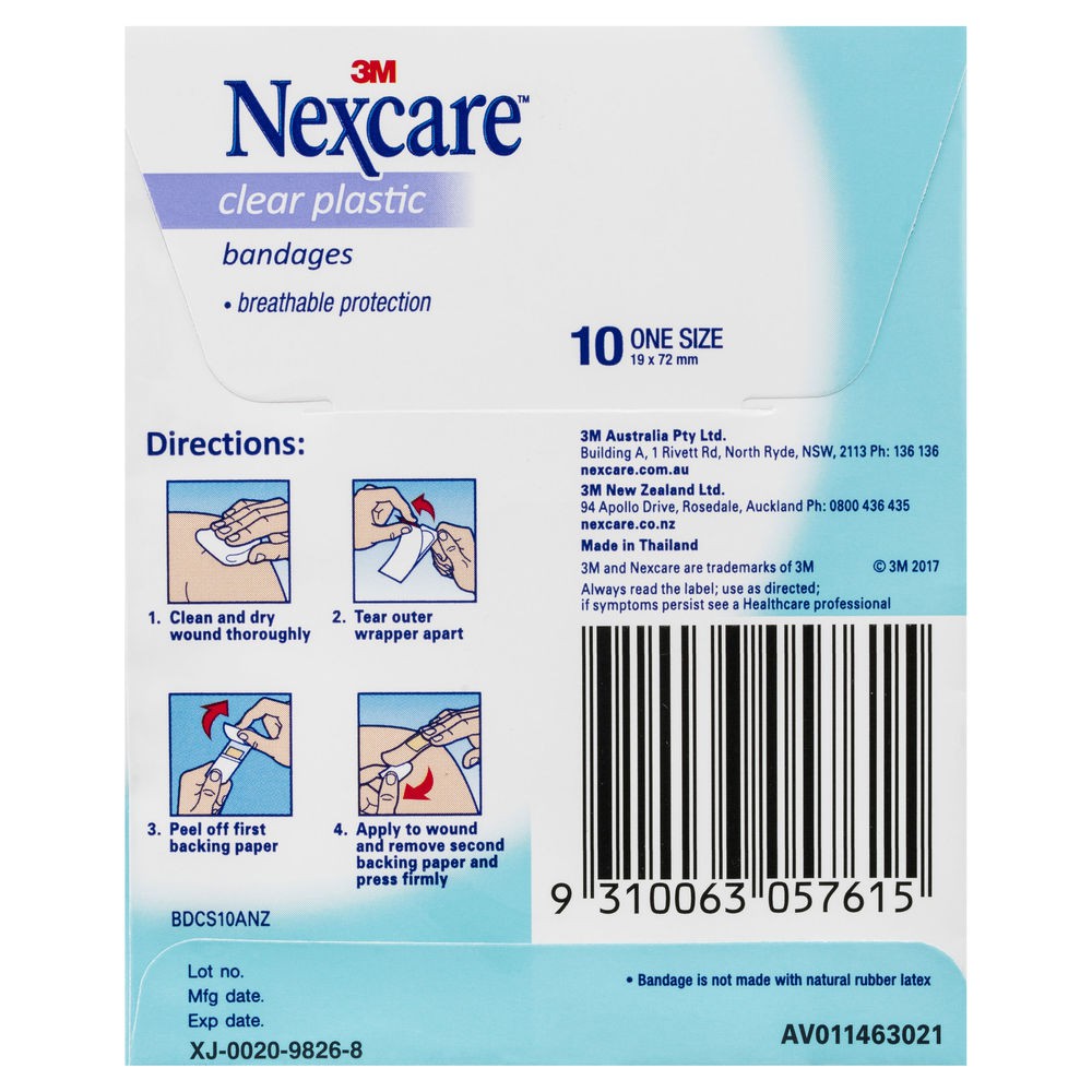 Băng Keo Cá Nhân Nexcare Clear Plastic Badages Trong Suốt 10 Miếng