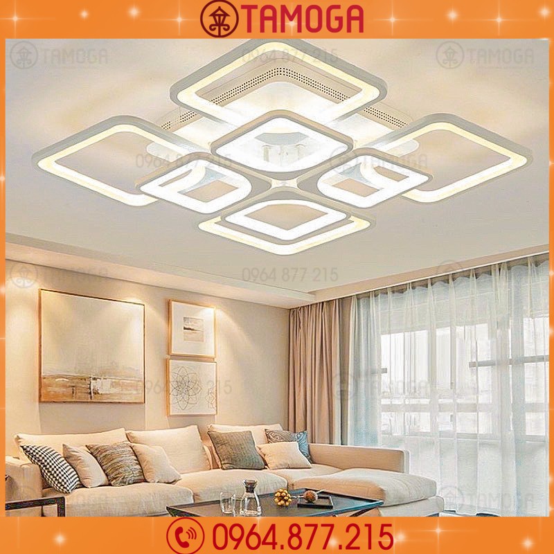 Đèn ốp trần, đèn trần trang trí phòng khách 3 chế độ màu - 8 cánh - Mã OT 101 Tặng kèm điều khiển