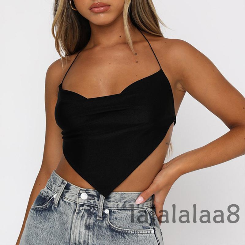 Áo Crop Top Hai Dây Màu Trơn Thời Trang Mùa Hè Cho Nữ La8-YS