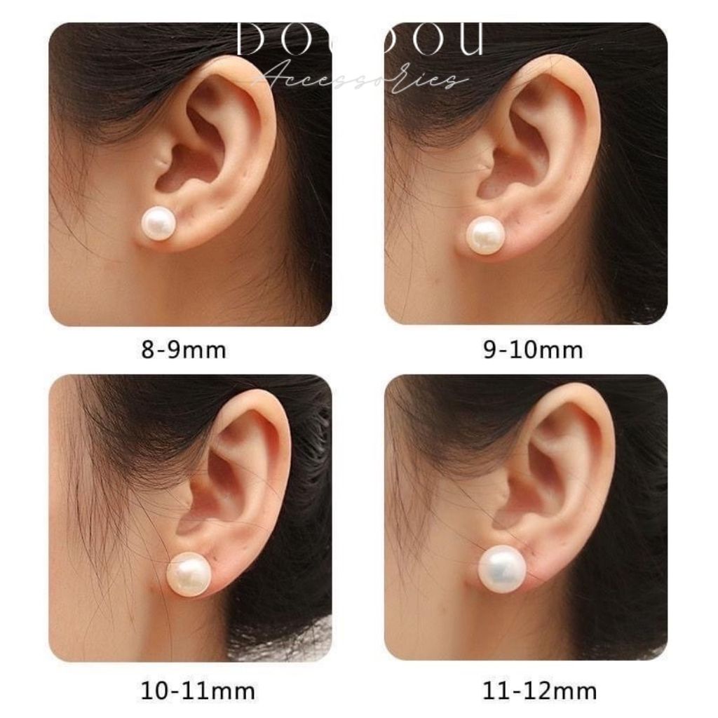Bông tai ngọc trai nhân tạo DOUDOU Khuyên tai nữ phong cách Hàn Quốc thanh lịch chất liệu bạc 925 thời trang EH014