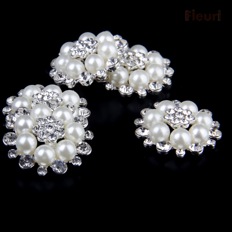 Set 5 Nút Pha Lê Hình Bông Hoa Màu Be 30mm Dùng Làm Đồ Thủ Công DIY
