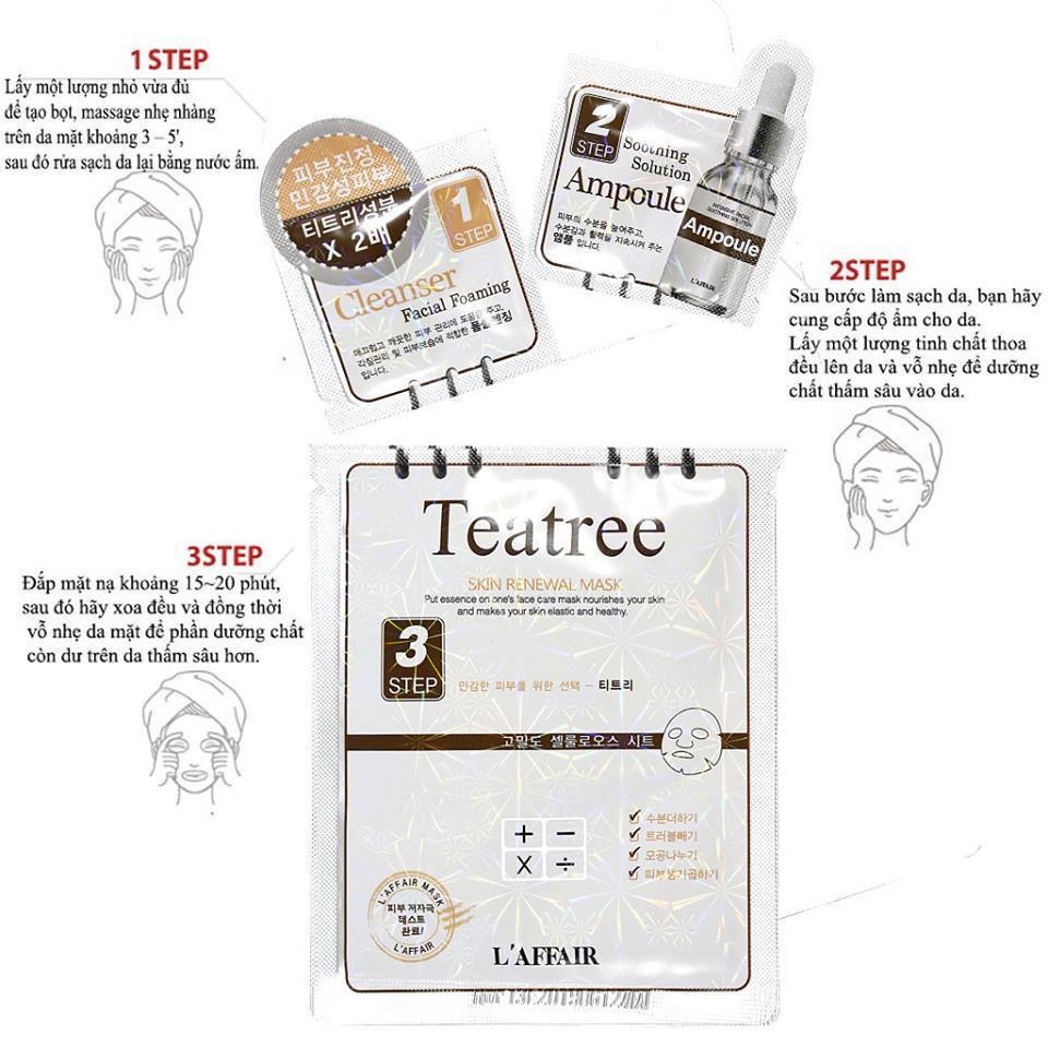 Mặt Nạ 3 Bước Dưỡng Ẩm Cho Da Mụn Rainbow L'affair Teatree Skin Renewal Mask 25ml