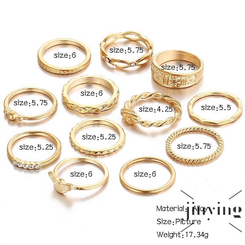 Bộ 12 nhẫn GETNOIVAS phong cách vintage xinh xắn
