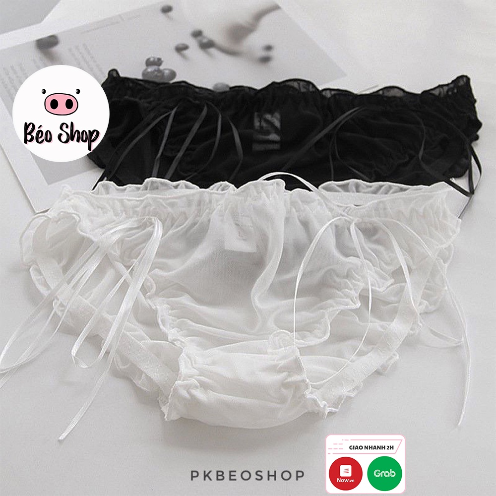 Quần lót nữ voan sexy Béo shop , quần chip ren thoáng mát gắn nơ dễ thương