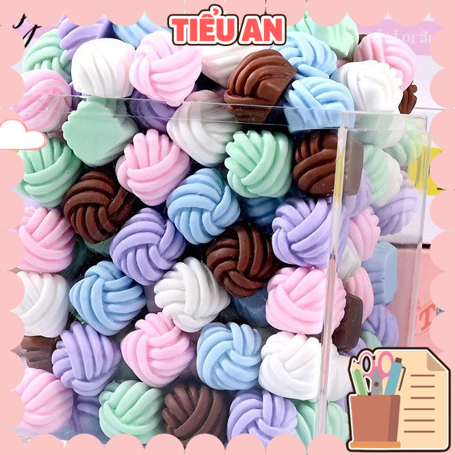 Charm (C242) slime/ Dụng Cụ Trang trí [Ko Keo &amp; Nút] Hình Cuộn Len (1.5x1.2 cm) - Giá 1 cái