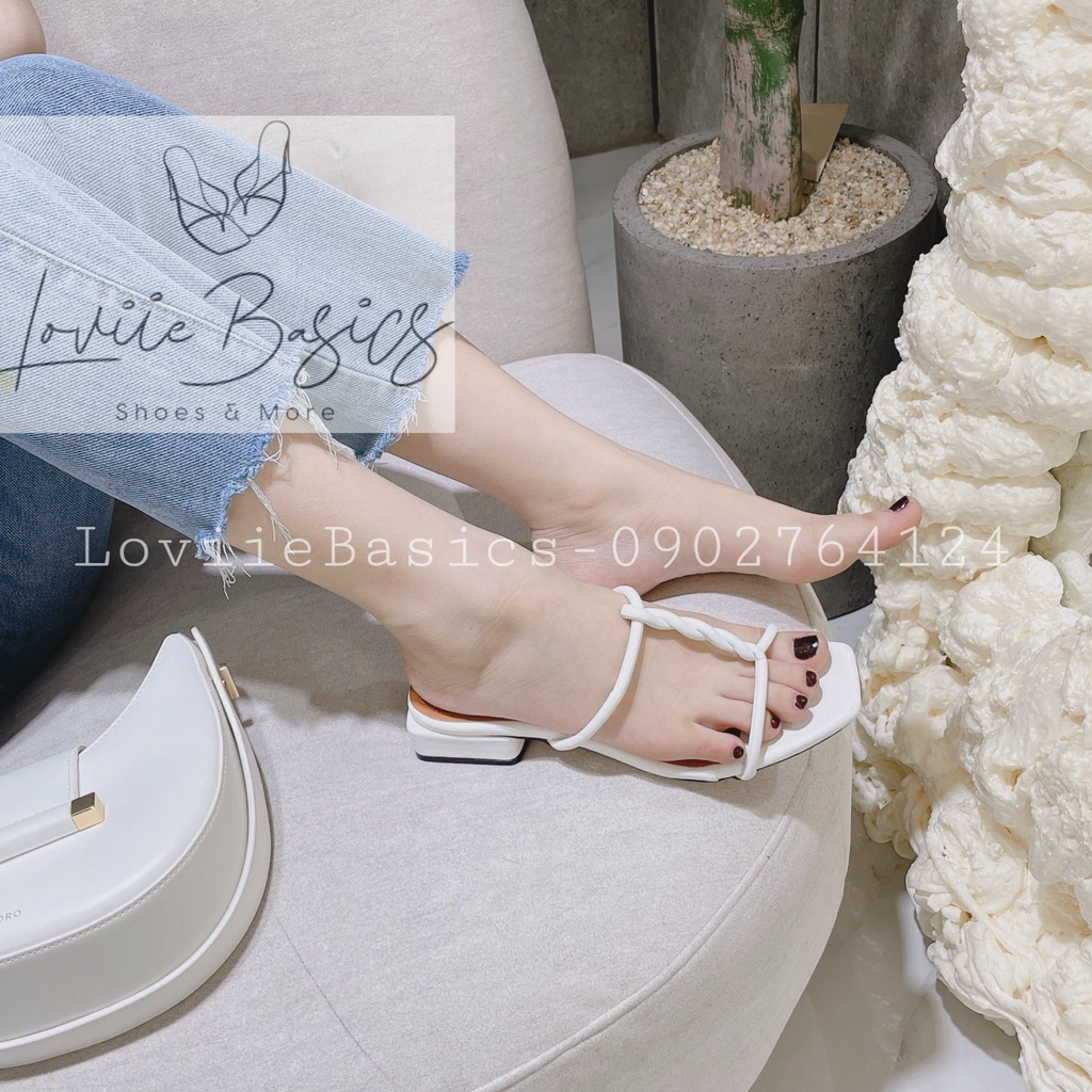 DÉP NỮ DÂY XOẮN DỌC LOVIIE BASICS - DÉP THỜI TRANG ĐẾ VUÔNG QUAI NGANG DÂY CHÉO DỌC D211226