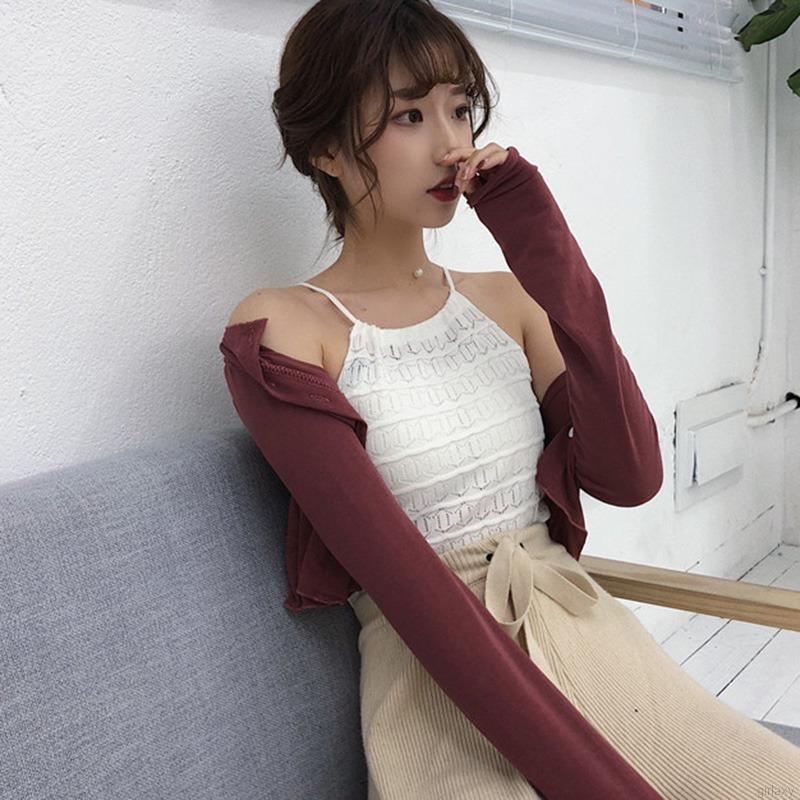 Áo Tank Top Dệt Kim Sát Nách Cổ Tròn Phong Cách Hàn Quốc