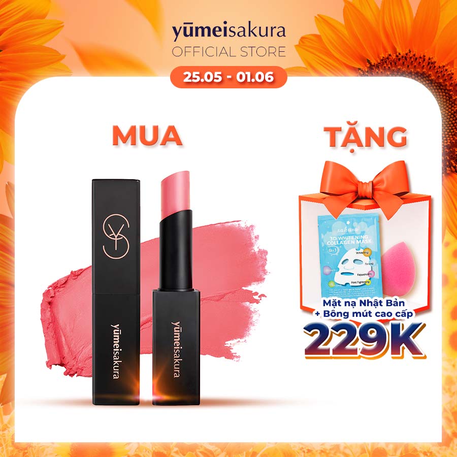 Son Lì Mịn Yumeisakura Matte Revolution Siêu Dưỡng màu Hồng Nude YMS10 3.5g