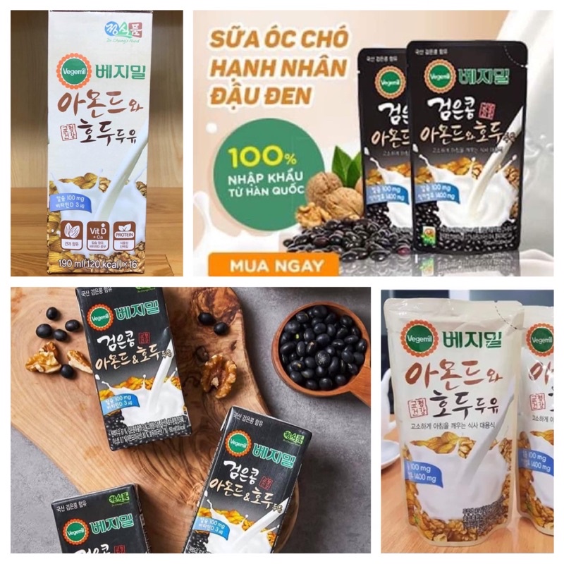 Sữa Hạnh Nhân Và Óc Chó Vegemil Hàn Quốc 190ml