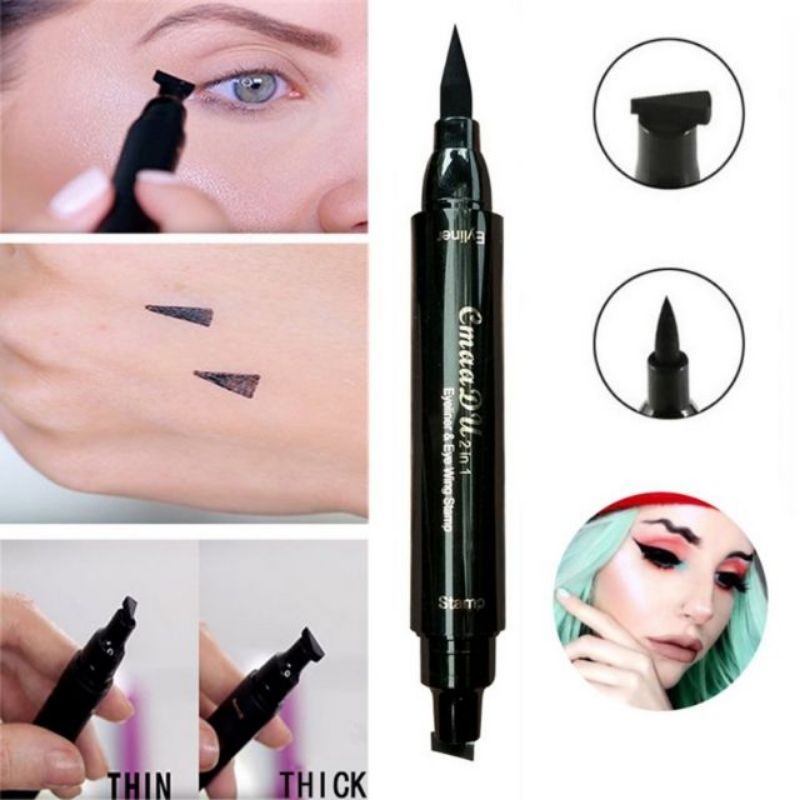 BÚT KẺ MẮT 2 ĐẦU KHÔNG TRÔI,KHÔNG LEM,NHANH KHÔ
