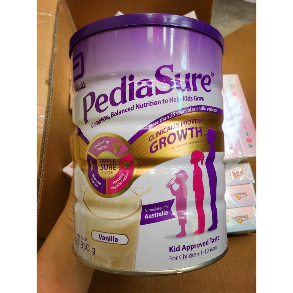 Sữa bột Pediasure Úc 850g vị vani thích hợp cho trẻ biếng ăn- Hàng xách tay (date 2021)