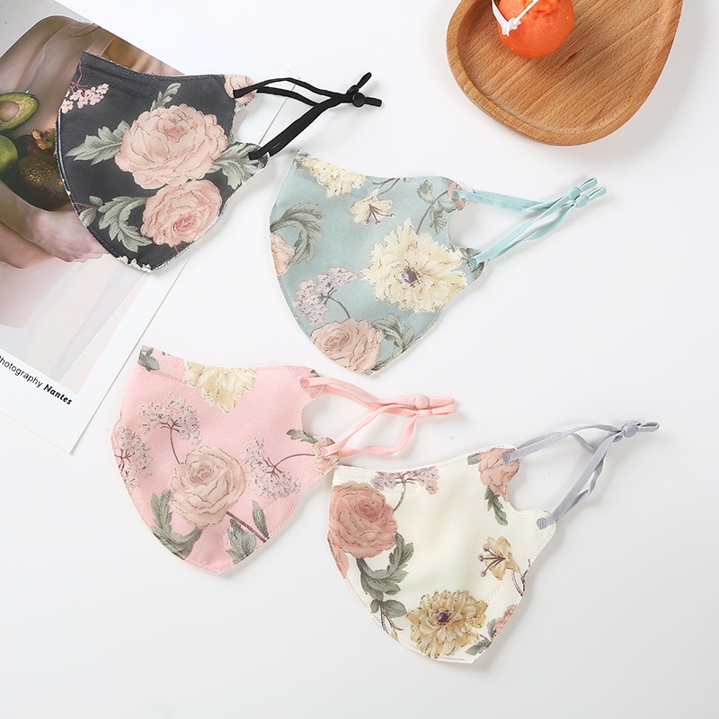 2022 new women's sun-proof cloth mask 3D chiffon large flower adult women's self-contained Bridge strip UV-proof dust-proof washing cloth mask
