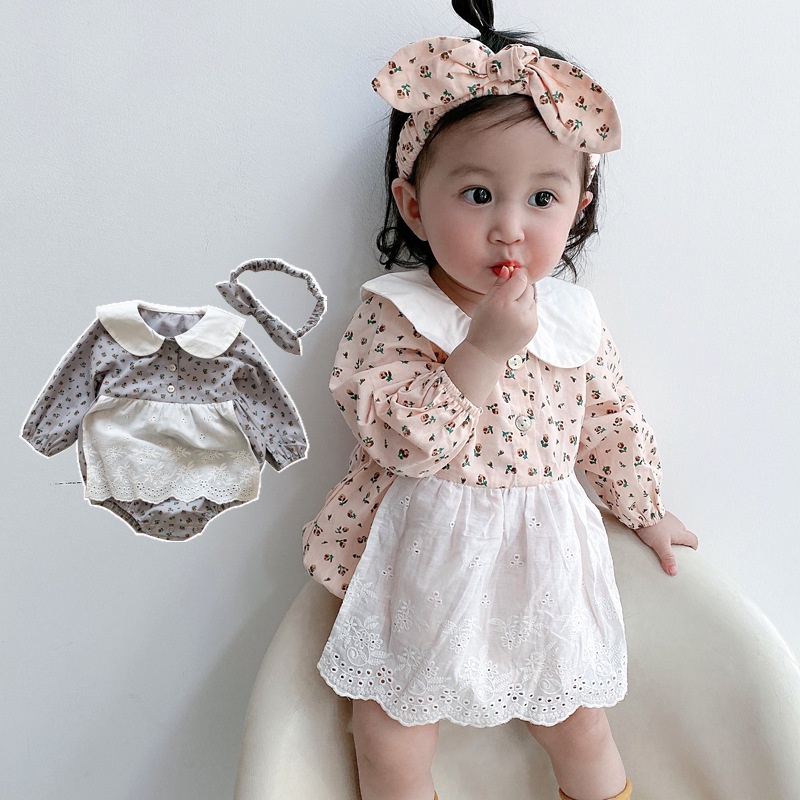Áo Liền Quần Tay Dài In Hoa Phong Cách Hàn Quốc Thời Trang Mùa Thu 2021 Cho Bé Gái
