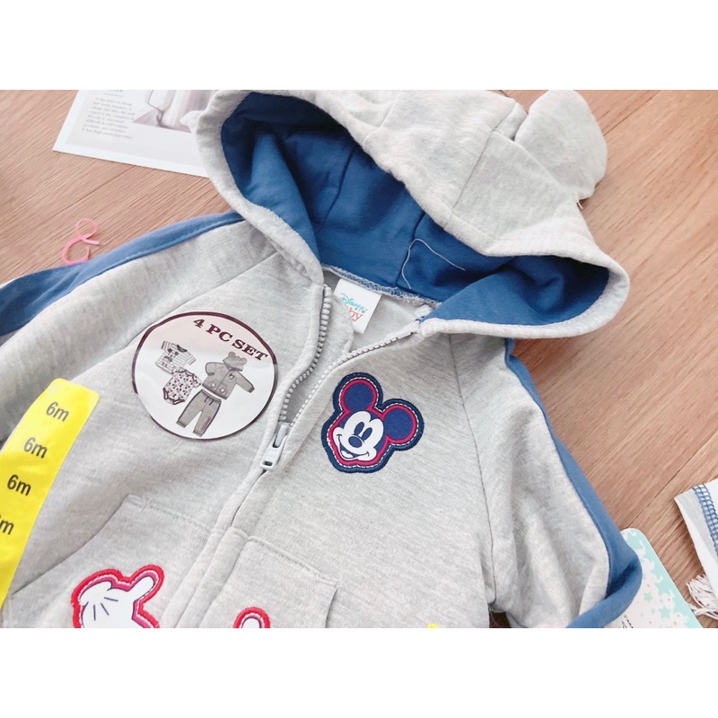 Set 4ct bộ nỉ+body Mickey sz 3-24M