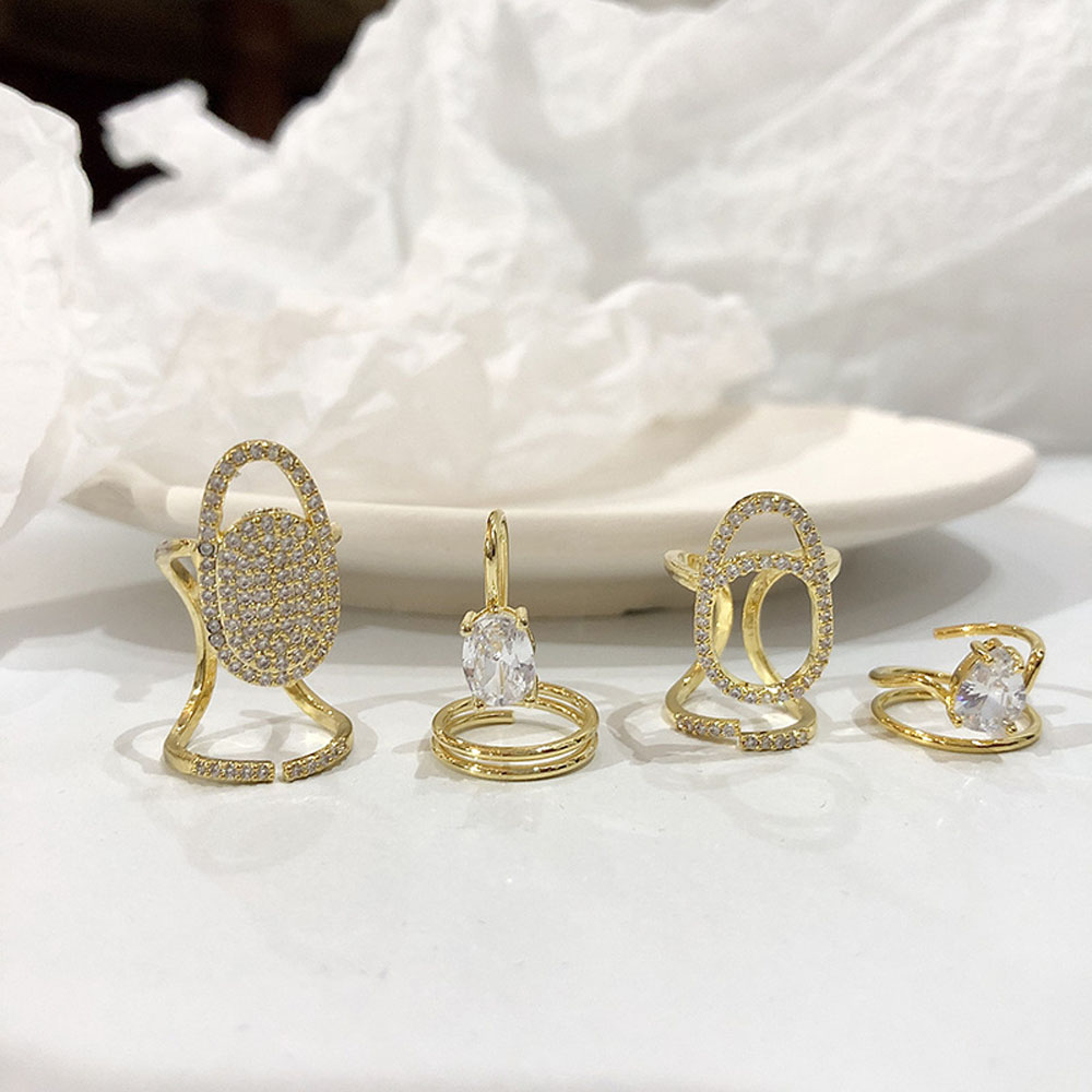 Nhẫn Đeo Tay Kim Loại Đính Đá Thanh Lịch Cho Nữ