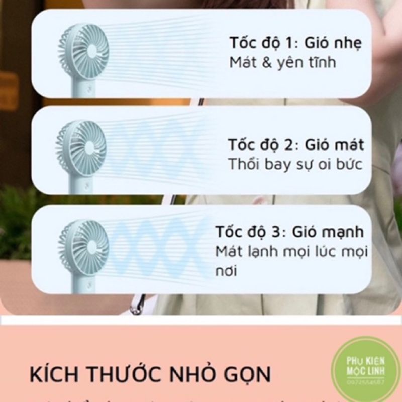 ☘️LIÊN TỤC 30 TIẾNG☘️ Quạt cầm tay Yoobao F03 6000 mah tặng dây đeo - quạt mini để bàn sạc tích điện pin cực khỏe