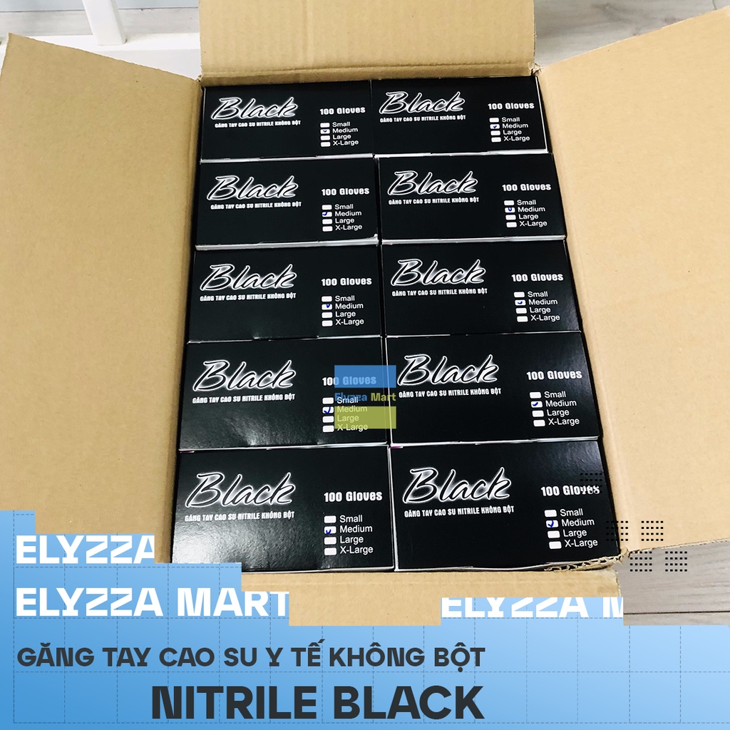 Găng Tay Y Tế Nitrile Màu Đen Không Bột HTC Black