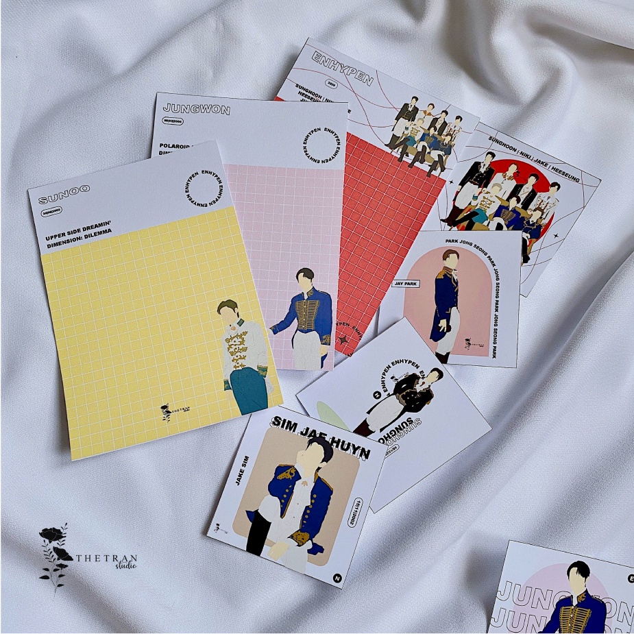 bộ 18 giấy ghi chép A6, card, bookmark Enhypen / ENHYPEN kit / thetranstudio