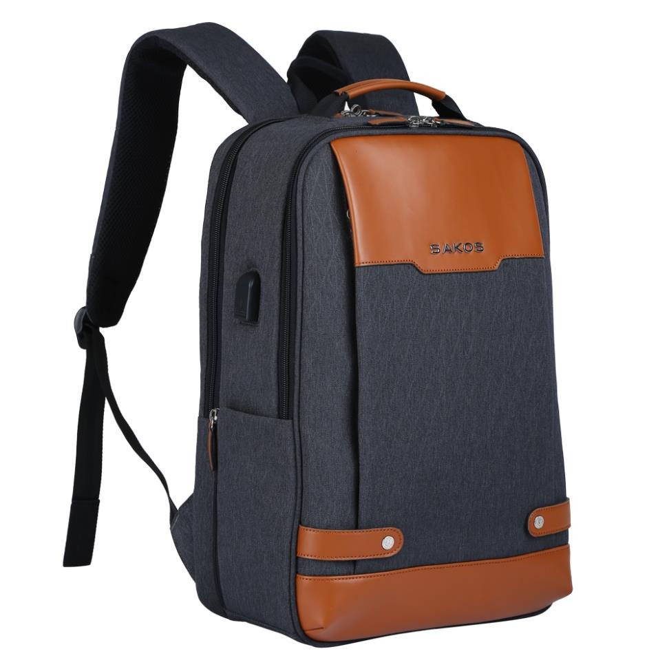 Chính hãng SAKOS Balo Laptop sakos, Balo Thời Trang Phối Da SAKOS MATURA 14 15" NEW 2023