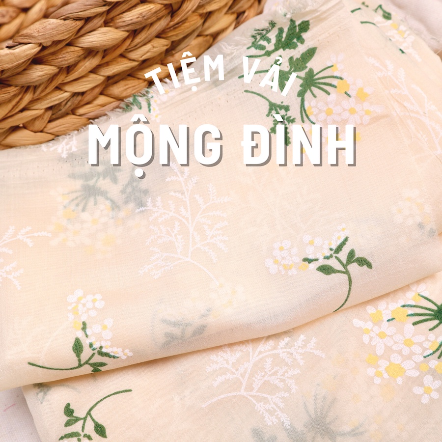 Vải Voan Hoa Màu Kem Rất Xinh