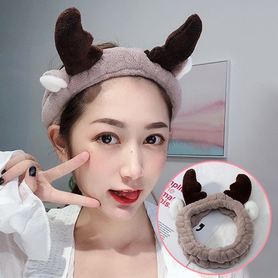 Băng đô turban sừng hươu 3D cài tóc vải bông dày dặn Cocobee Shop