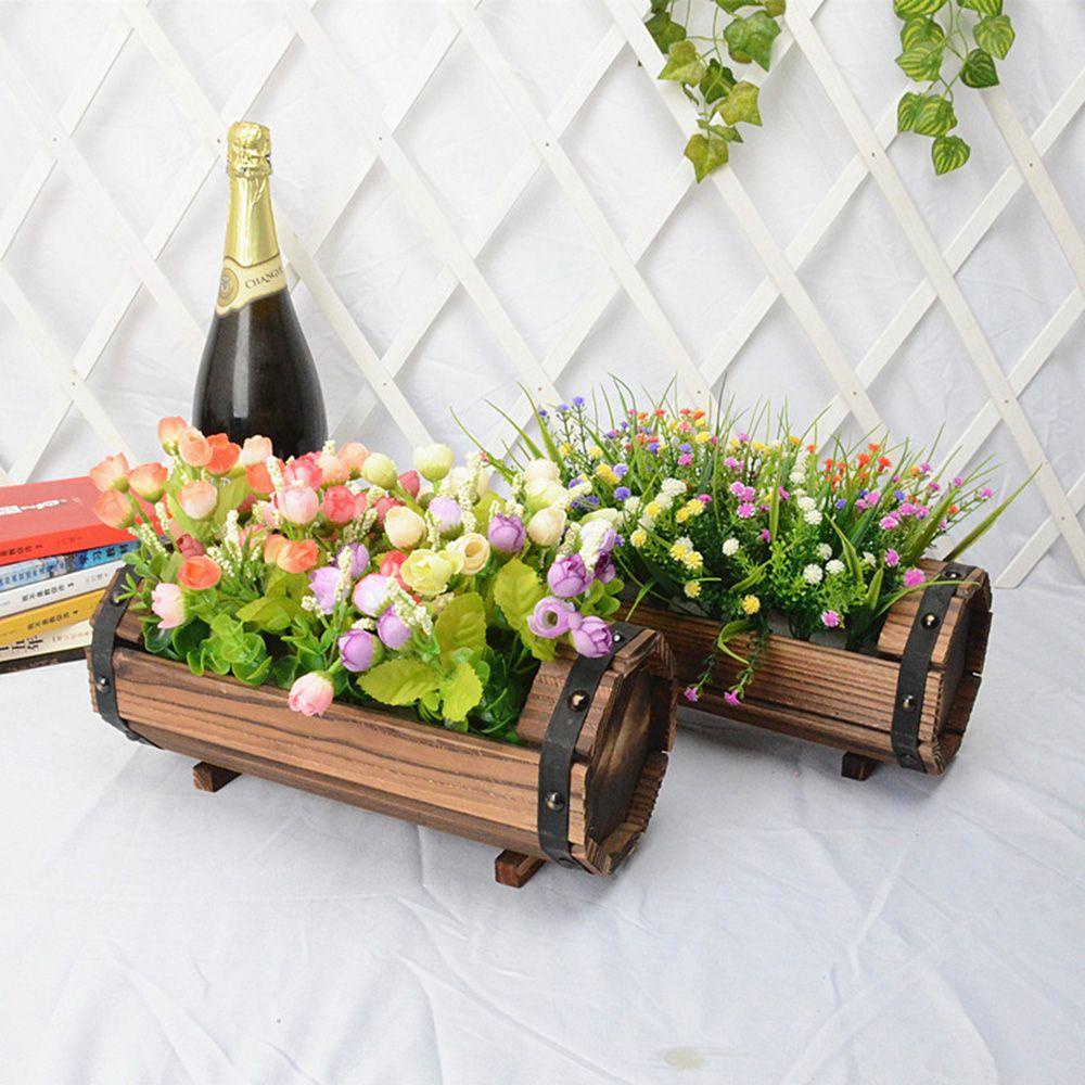 YIYU Chậu Hoa Bằng Gỗ Carbon Hóa Trang Sáng Tạo