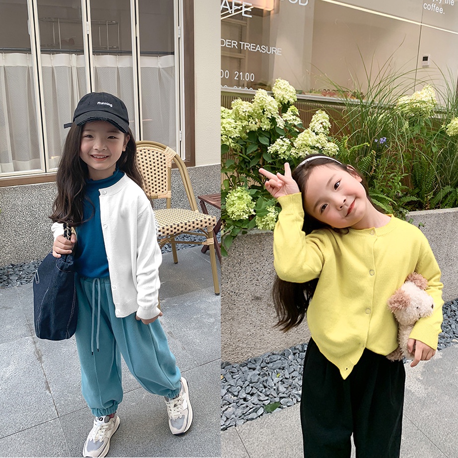 Áo cadigan cho bé gái DINOKING Áo khoác len cardigan trẻ em mùa thu đông 2022 phong cách Hàn Quốc 2 - 8 tuổi AL04