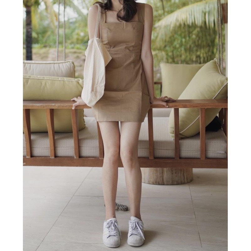 [SẴN/video] Váy hai dây minidress quai bản to lưng chun 2 lớp tôn dáng dễ mặc