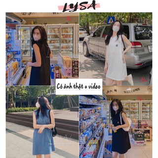 [Có ảnh thật và đánh giá] Váy Sát Nách Logo Đầu Bò Chất Liệu Cotton